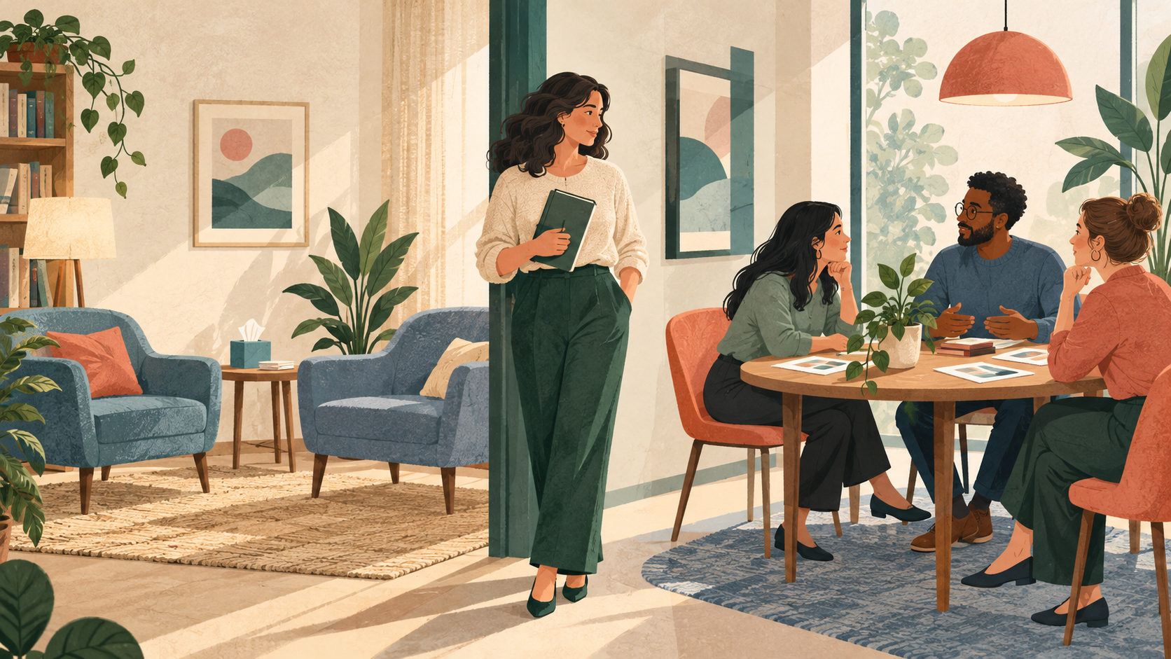 When to stop seeing clients as a practice owner, therapist reviewing practice finances at a desk